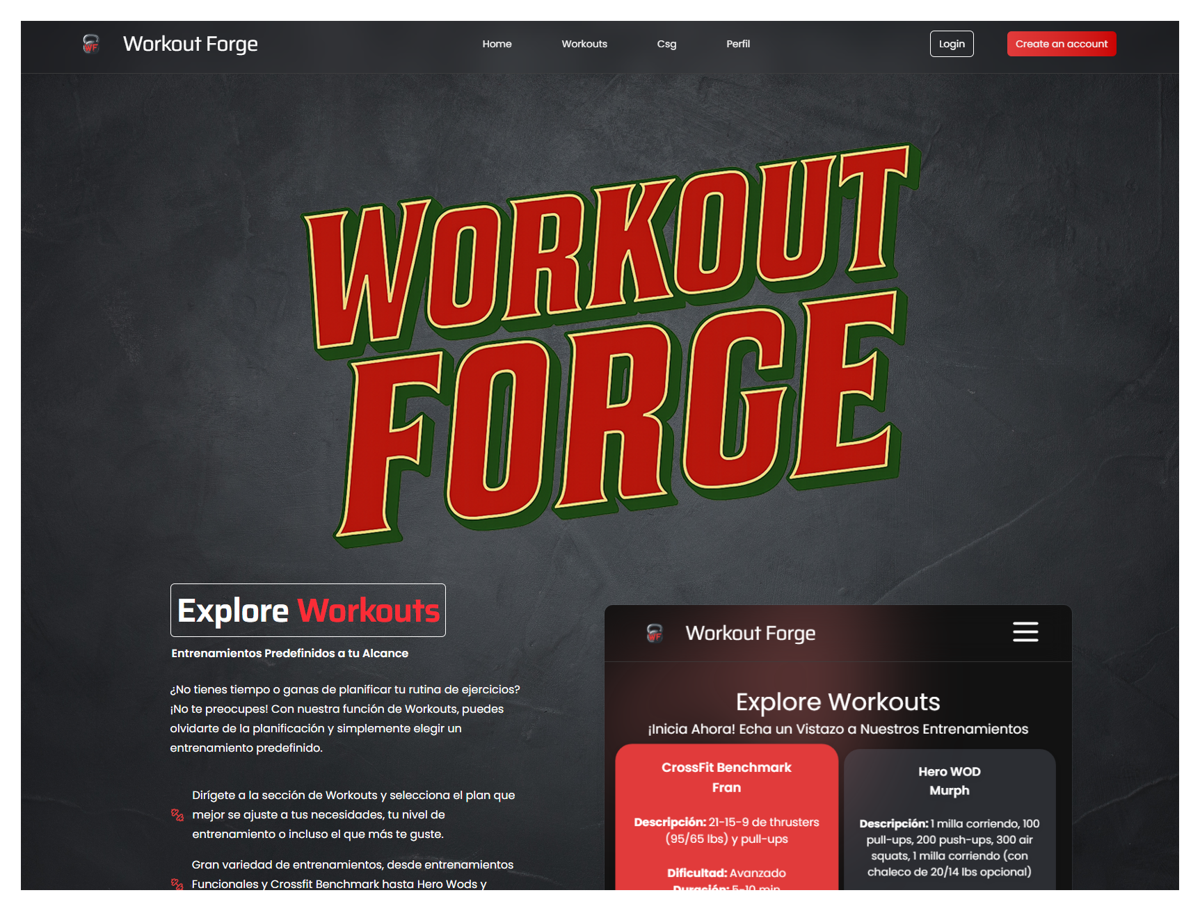 Proyecto Workout Forge